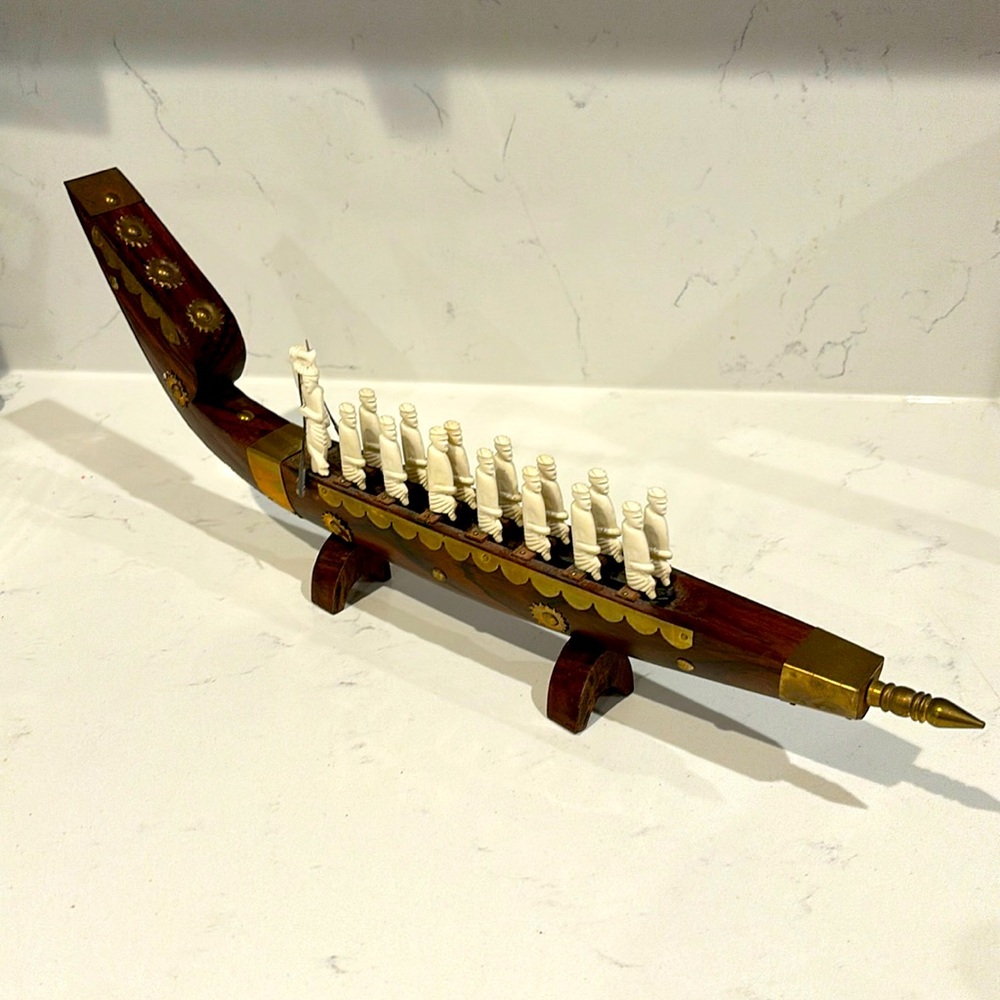 Kerala wooden/brass carved Antique boat Decor
